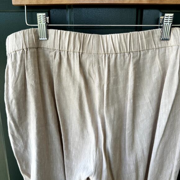 J. Jill Linen Stretch Sz M Cropped Pants Flax/Khaki with Ankle Button Details - Picture 2 of 7